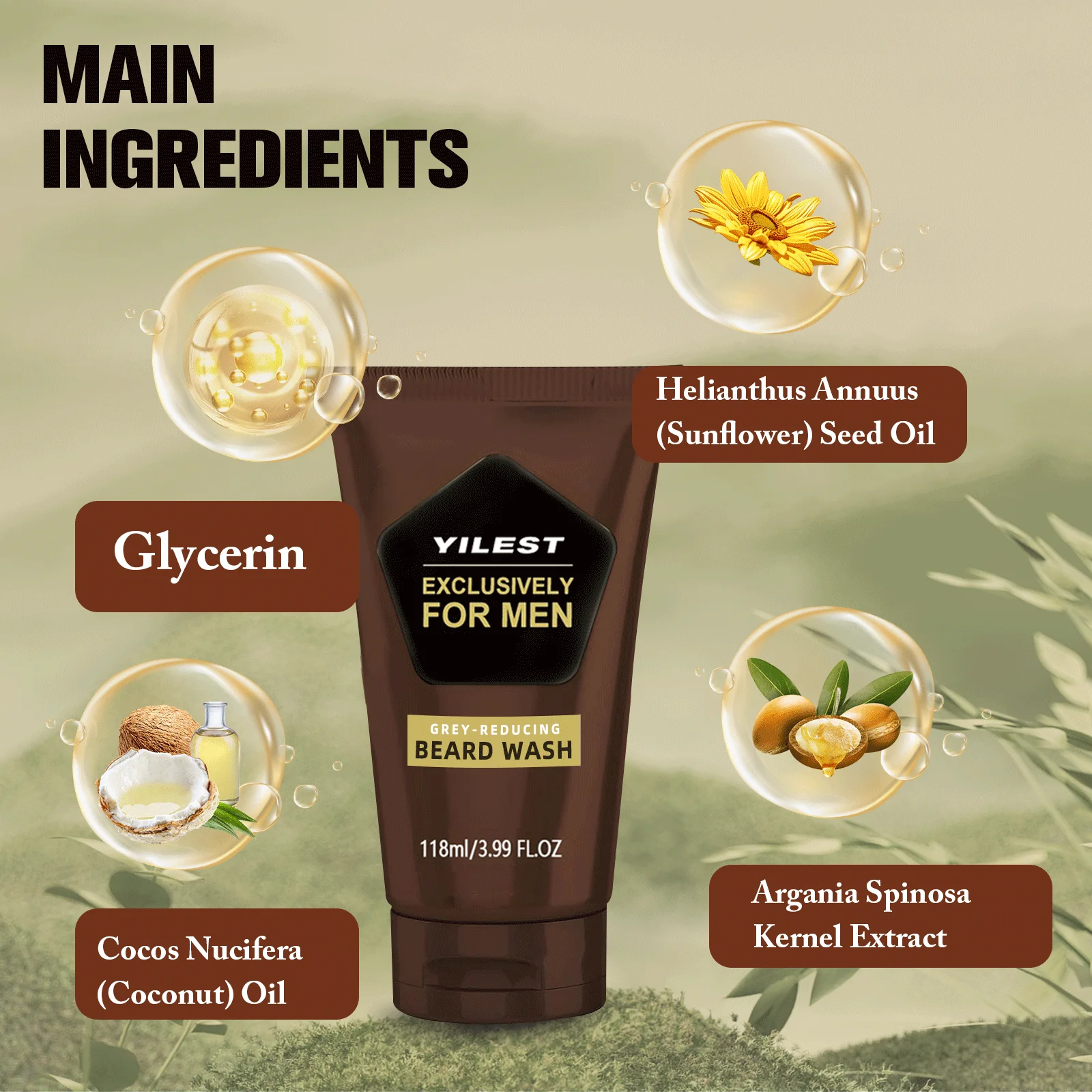 شامبو صبغ اللحية الدائم للرجال، معالجة ألوان طبيعية تدوم طويلاً، شامبو صبغ اللحية بتغطية رمادية #3