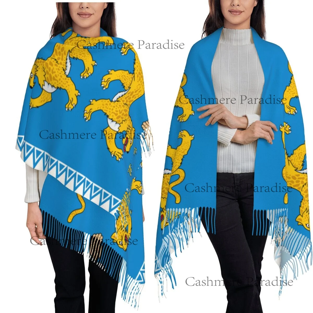 شال الباشمينا للسيدات بعلم Pskov Oblast يلتف وشاحًا طويلًا وكبيرًا #1