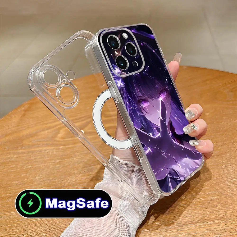 

Game GI Raiden Shogun Clear TPU Magsafe Mobile Phone Case for iPhone 17 16 15 14 13 12 11 Air Pro Max Plus Mini Colorful Cover