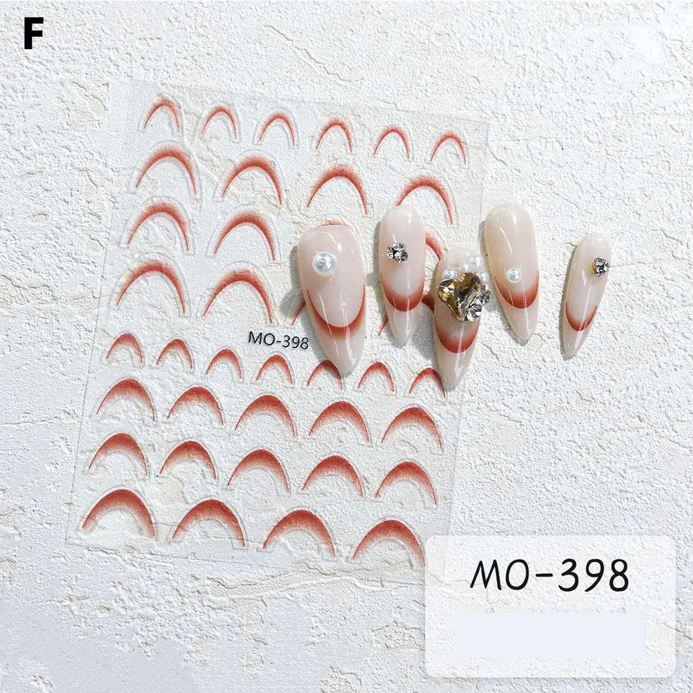 Pegatinas autoadhesivas para manicura de línea francesa degradada, calcomanías de diseño, guías de puntas de uñas para decoración DIY, plantilla para hombre V2V9