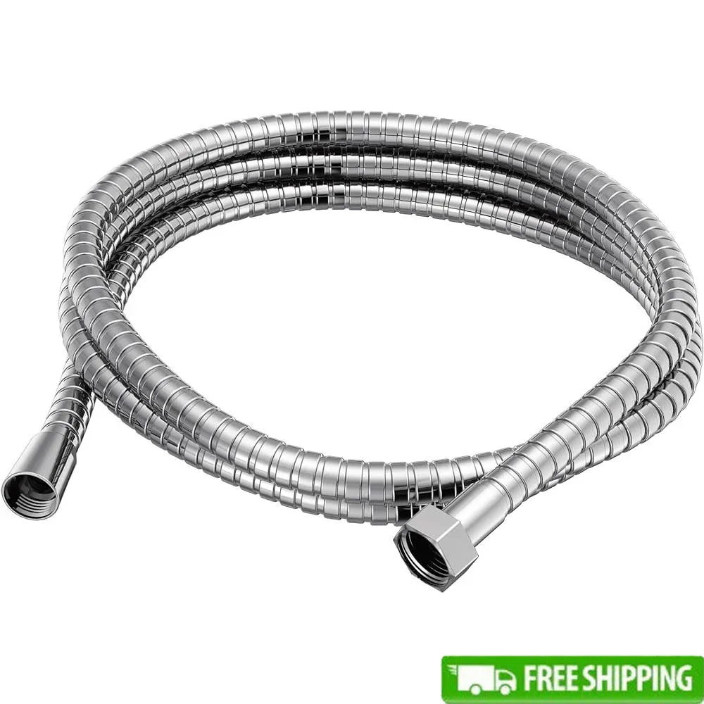 

Хромированный сменный металлический шланг для ручного душа, 69-дюймовый двойной замок, прочный гибкий разъем для насадки для душа из нержавеющей стали