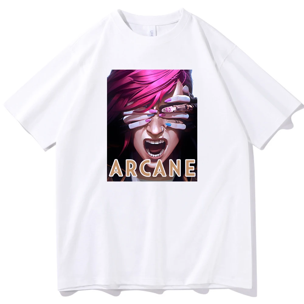 Arcane Vi & Jinx T-shirt O-Neck Short Sleeve Shirts Fans Gift