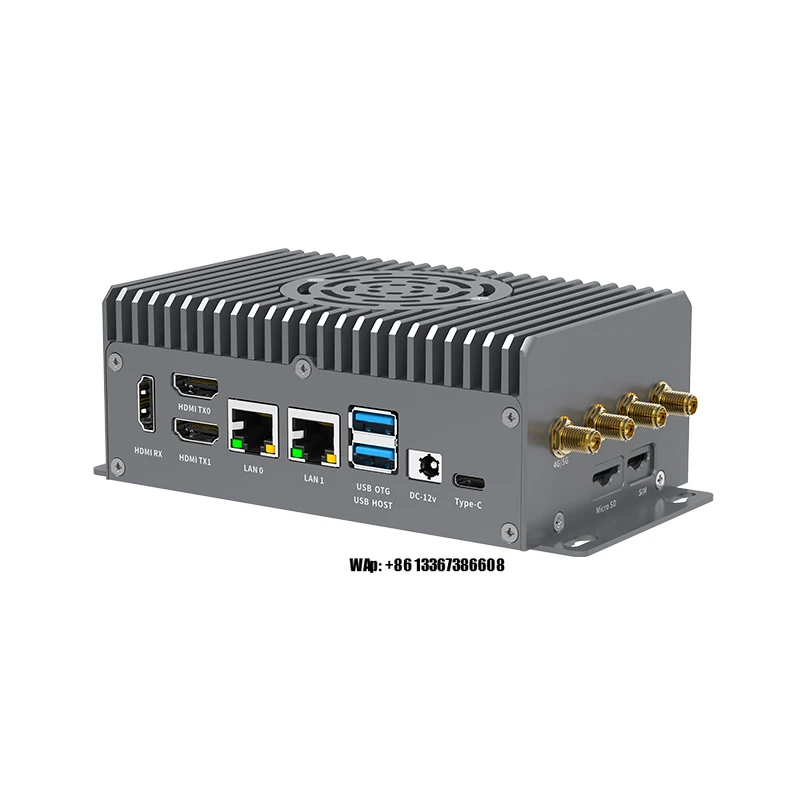 RS232 с алгоритмом ai Powered Tech RK3588 AI Edge Computing Box Промышленный мини-ПК