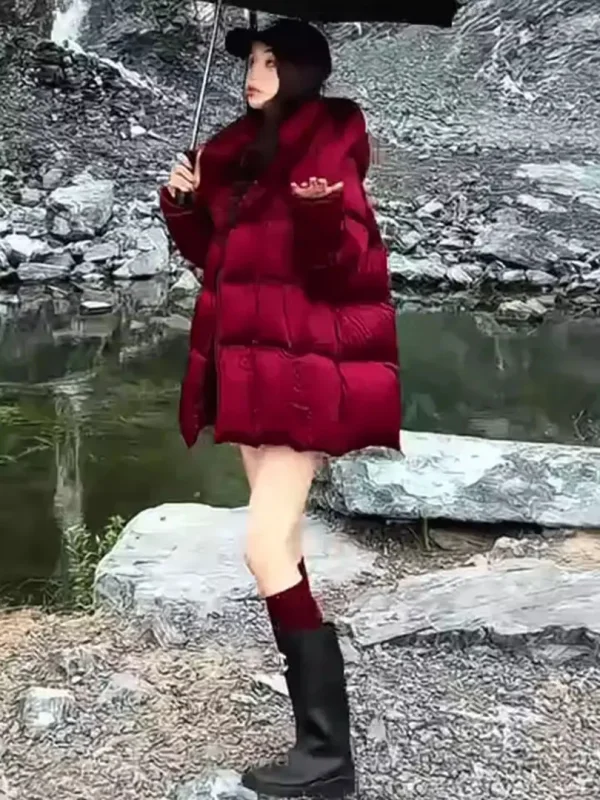 

Новая зимняя женская хлопковая куртка-худи в корейском стиле, красная, теплая, дышащая, модная, индивидуальная