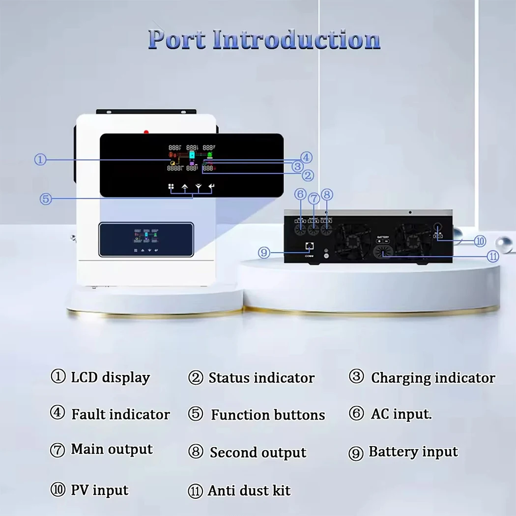 ECGSOLAX 4.2KW MPPT PV Max 500VDC العاكس موجة جيبية نقية محرك الطاقة الشمسية خارج الشبكة الهجين العاكس 24 فولت