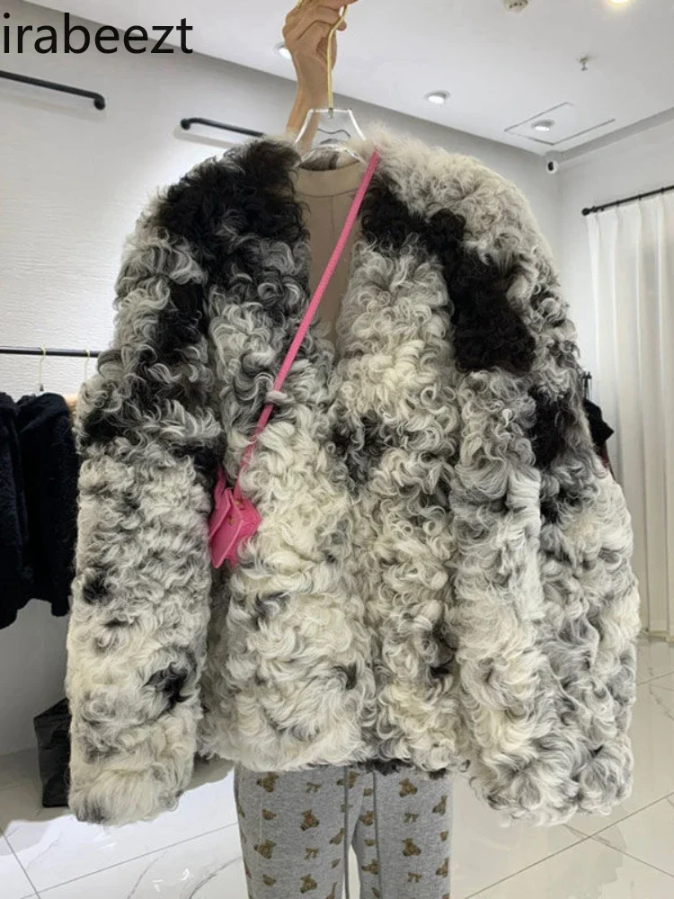 Fashion Tie Dye Faux Fur Cardigan WomenTops Autumn Coat Femininity High-grade Feeling Winter Hot Sale Women Coat and Jackets