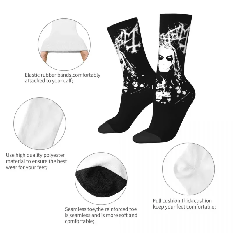 Autumn Winter Crazy Design Men's Women's Mayhem Death Metal Socks Music Band Non-slip Basketball Socks