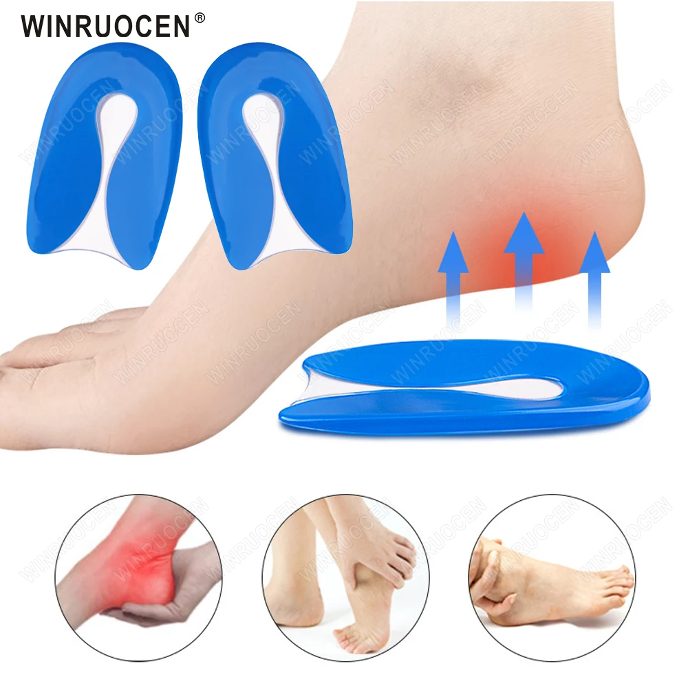 

U-Shape Heel Spur Cushion Pad Foot Pain Relief Silicone Gel Plantar Fasciitis Half Heel Insole Massager Care Men Women Insoles