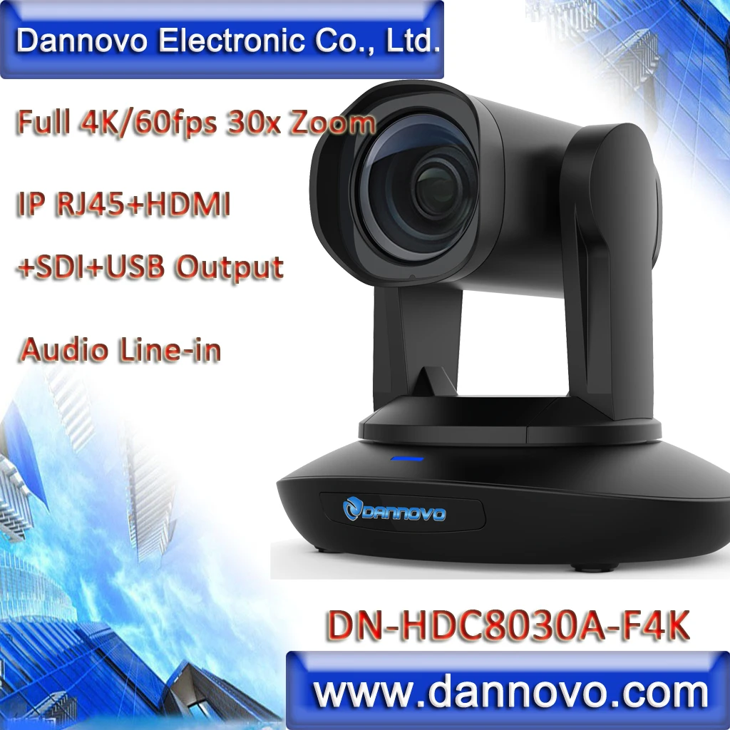 DANNOVO 4K 2160P-60fps 30x Zoom Live Stream Camera, Support Audio in, SDI, HDMI, USB, IP RJ45 ONVIF, SRT, VISCA(DN-HDC8030A-F4K)