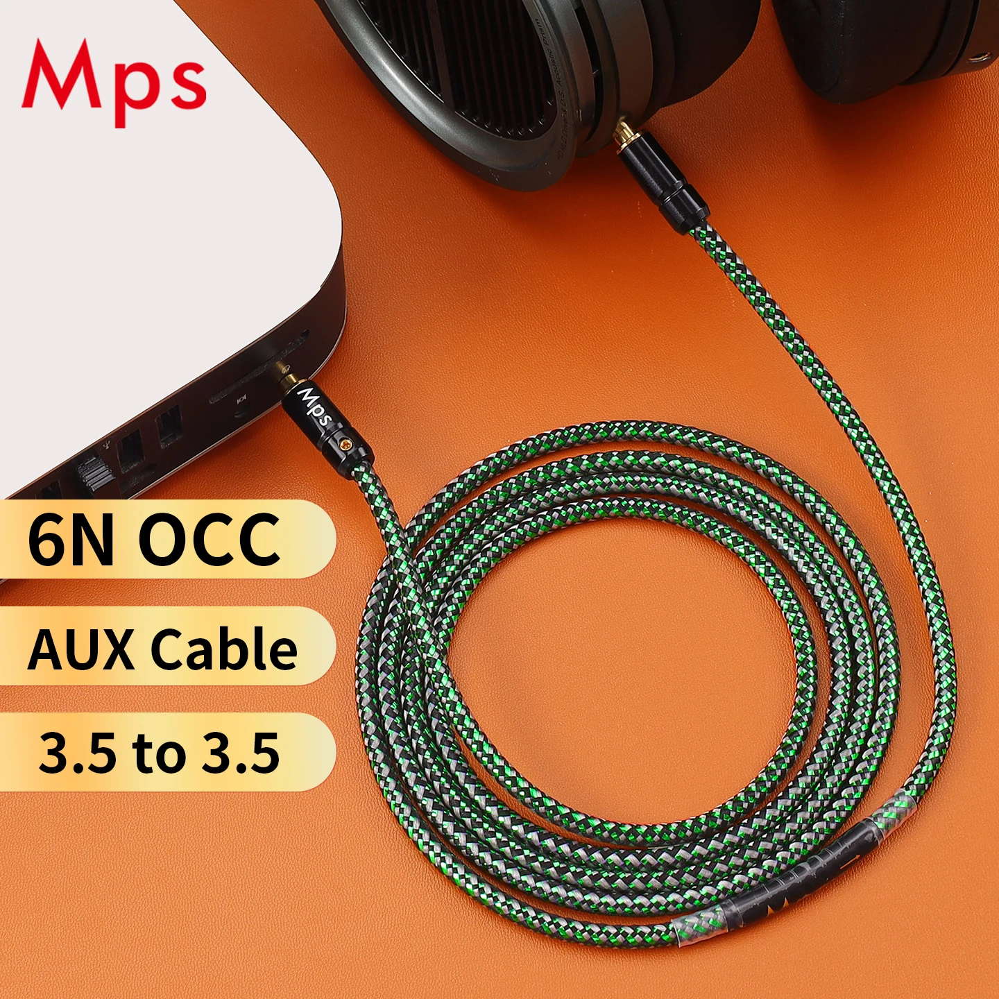 HiFi MPS Angela 99.9999% OCC銅 3.5mmAUX 1対1プラグ モバイルプレーヤー用 スピーカー/ヘッドホンオーディオケーブル