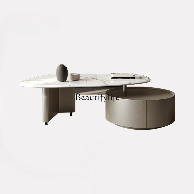 

46Living room home Italian minimalist designer high-end new microcrystalline stone coffee table modern