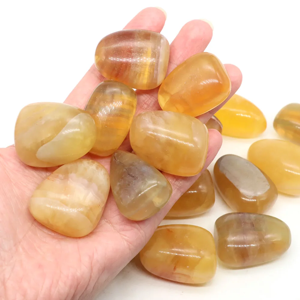 Natural Tumbled Stones Yellow Fluorite Healing Crystal Energy Minerals Specimen Meditation Gems Aquarium Tank Garden Home Decor