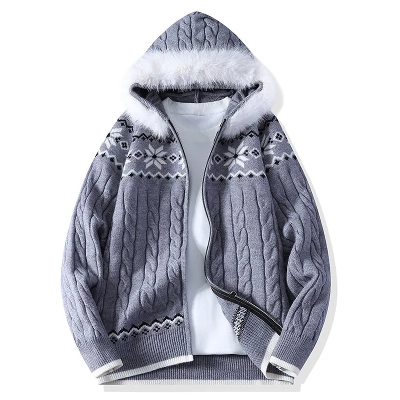 

2025 New Men's Thiened Knitted Hoodie Cardigan Winter Casual Sle Youthful Vitali Warmth Comfortable Zipper Closure Long...