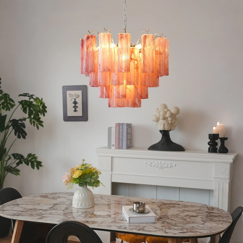 Round White Glass Pendant Light For Living Room Villa Plum Blossom Tube Glass Chandelier Luxury Murano Colorful Hanging Lamp