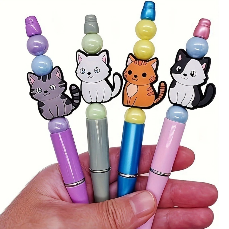 10 pçs silicone gatos grânulo para artesanato chaveiro artesanal pingente solto grânulo kits criativo chaveiro fazendo