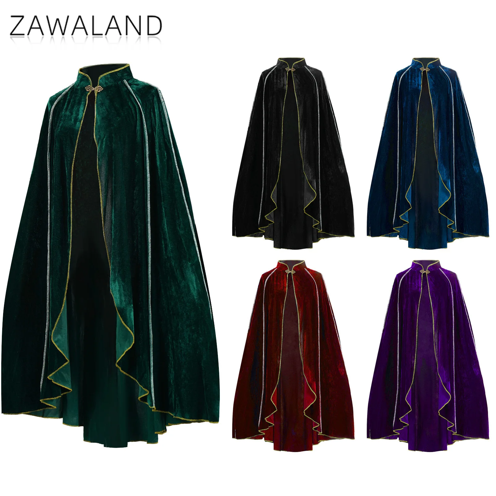 

Medieval Velvet Cosplay Hooded Cloak Woman Man Vintage Gothic Cape Coat Halloween Party Performance Costume Adult Vampire Cloak
