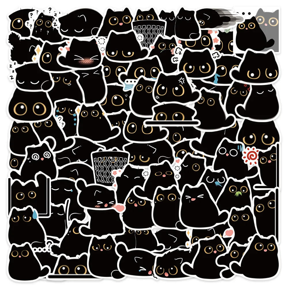 40Pcs/Set Black Cat Cute Kawaii Stickers Vintage For DIY Phone Case Notebook Guitar Motorcycle Laptop Luggage Graffiti Decals