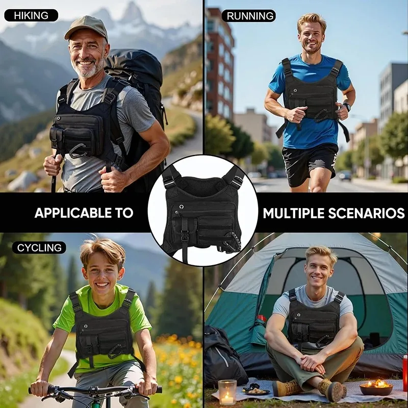 2026 New Outdoor Tactical Chest Bag for Men, CCW EDC Travel Chest Pack with Holster, Running Hiking Vest Storage Bag