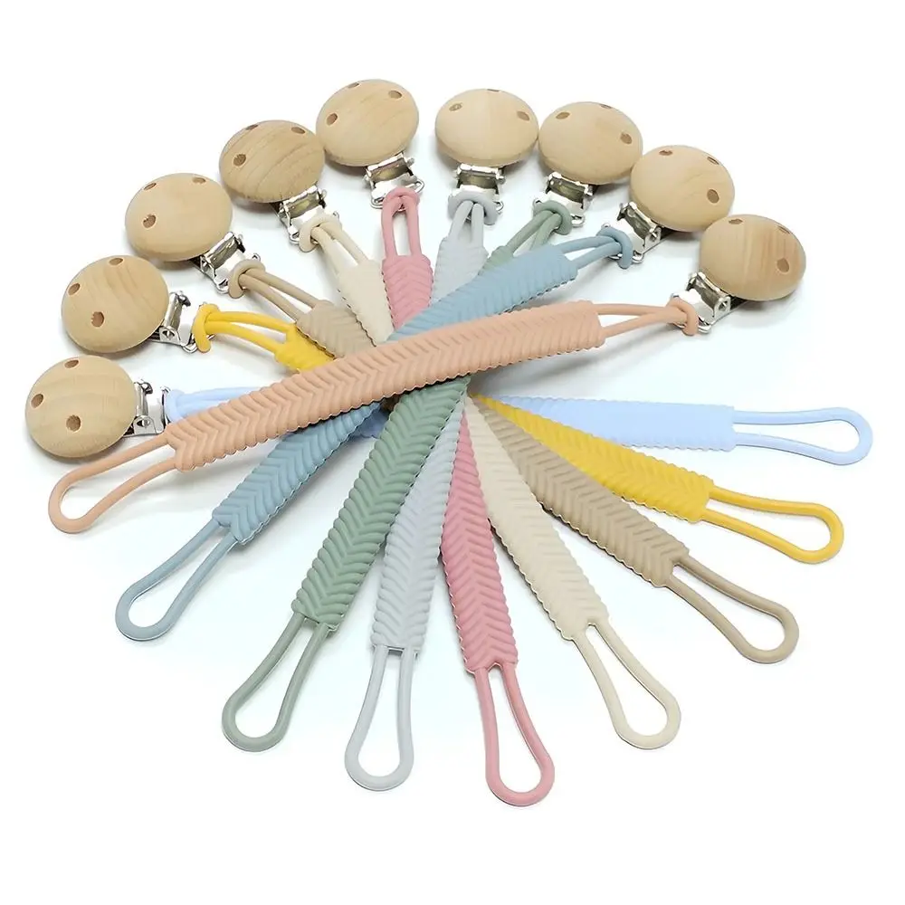 Food Grade Silicone Baby Pacifier Chain Clip Soft Flexible Baby Pacifier Clip Holder BPA Free Chewable Portable Nipple Holder