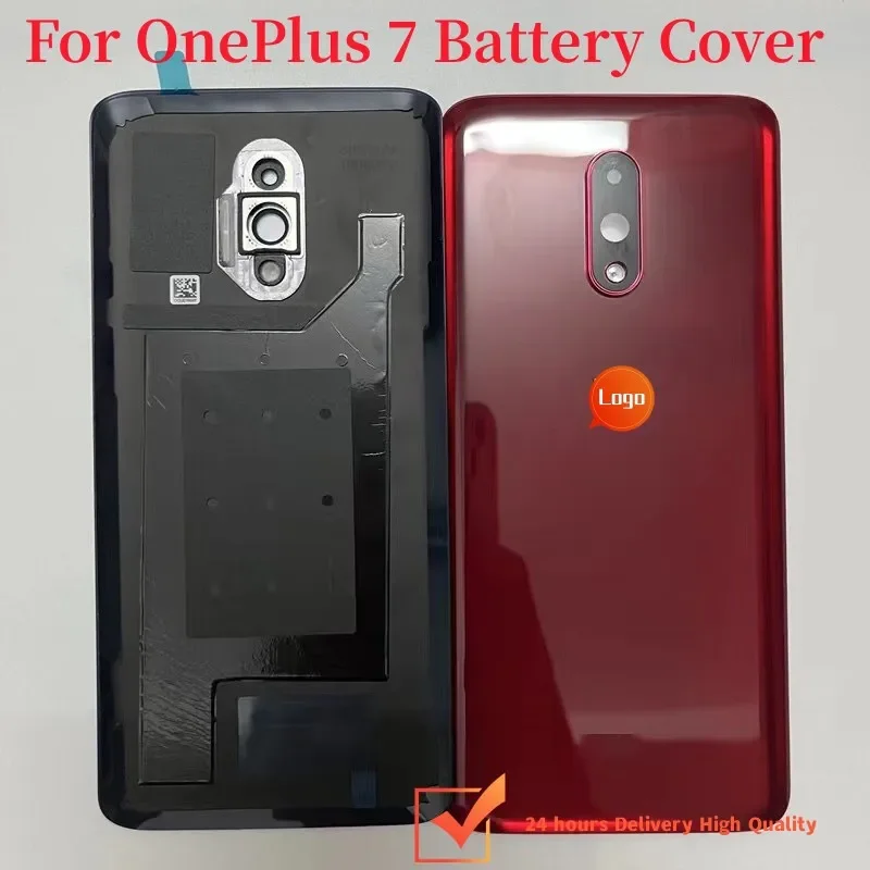 

Luxury Glass For OnePlus 7 Back Battery Cover Door Rear Glass For Oneplus 7 Battery Cover Housing Case With Camera Lens Logo