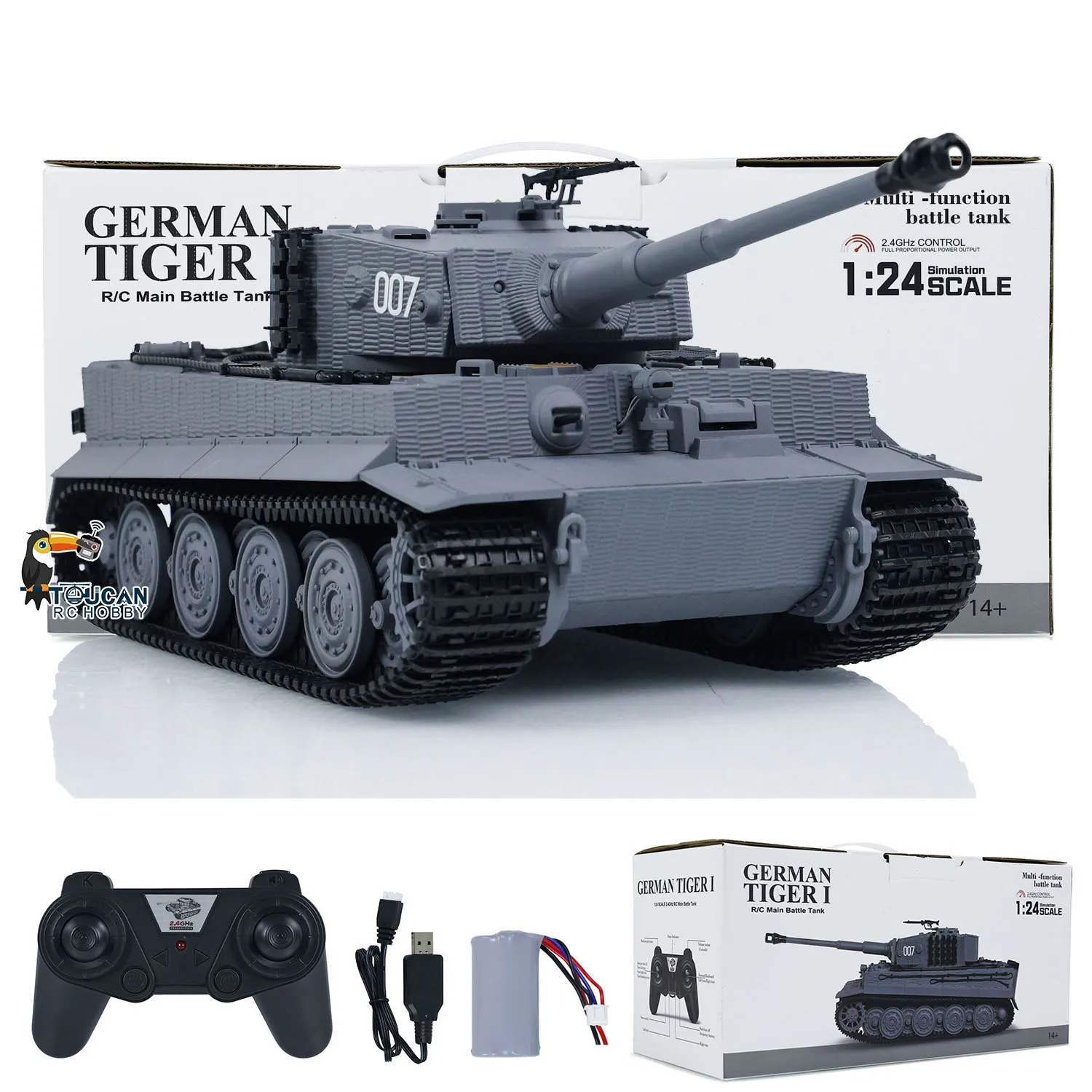 

1/24 Taigen RC Battle Tank Tiger I Remote Control Infrared Combat Military Tanks Mini Cars Vehicle Model TH23571
