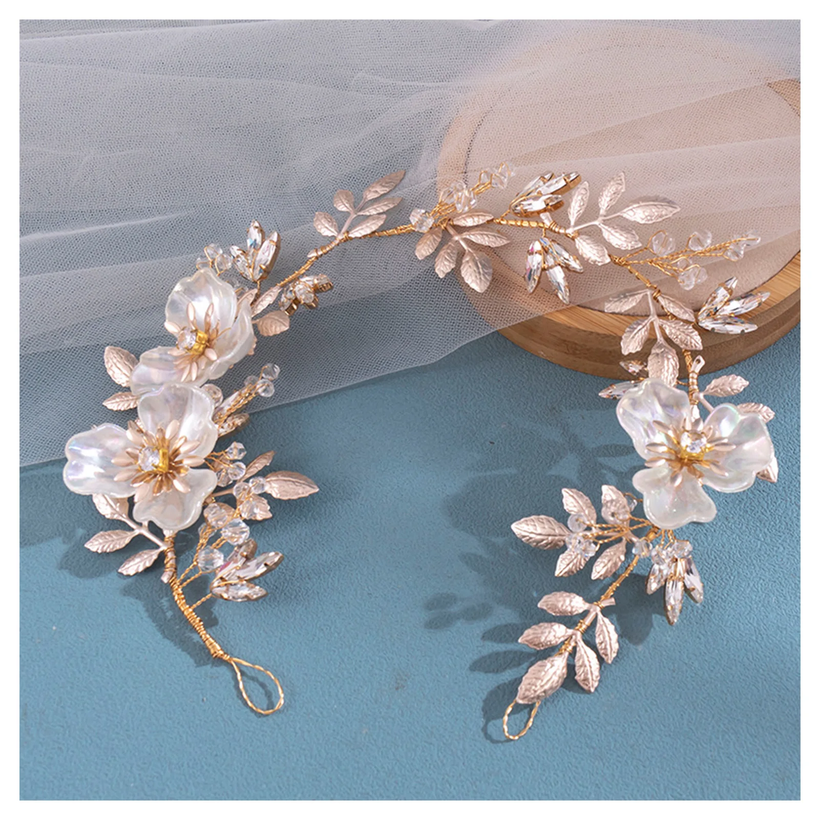 

Flower Leaf Hair Band Hair Clip Hair Comb Hair Pin Strong Hold Vintage Hair Piece with Rhinestones for Cheongsam Chinese Cloth