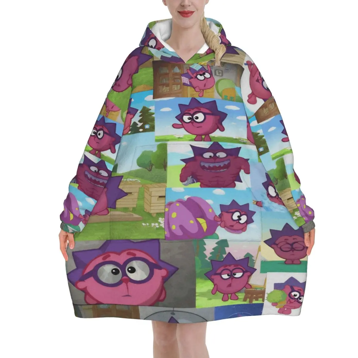 Oversized Smesharikis Wearable Blanket Gifts for Women Men Ultrasoft Plush Warm Sweatshirt Blankets With Pocket