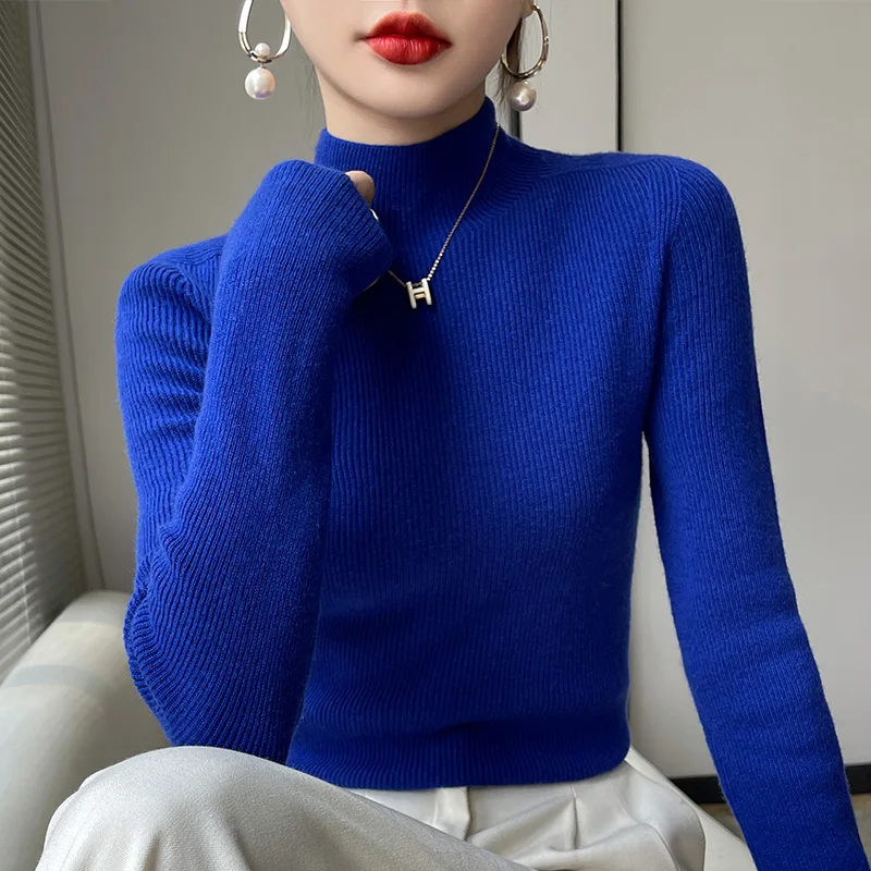 2022 Autumn and Winter Women\'s Cashmere Sweater Pullover Half Turtleneck Casual Fashion Pure Color High Quality Warmth Comfort