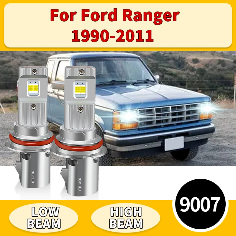 

2PCS 9007 LED Headlights Canbus HB5 CSP Car Lights 6000K White Auto High Low Beam Lamp For Ford Ranger 1990 1991 1992 1993-2011