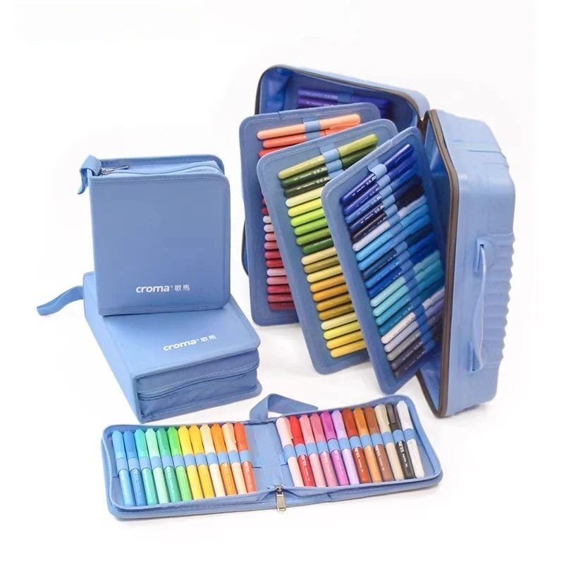CROMA Nachfüllbares Direktflüssig-Acrylmarker-Set mit Weicher Spitze, Layerfähig, Abwaschbare Aquarellpinsel 24/48/80/120/160 Farben