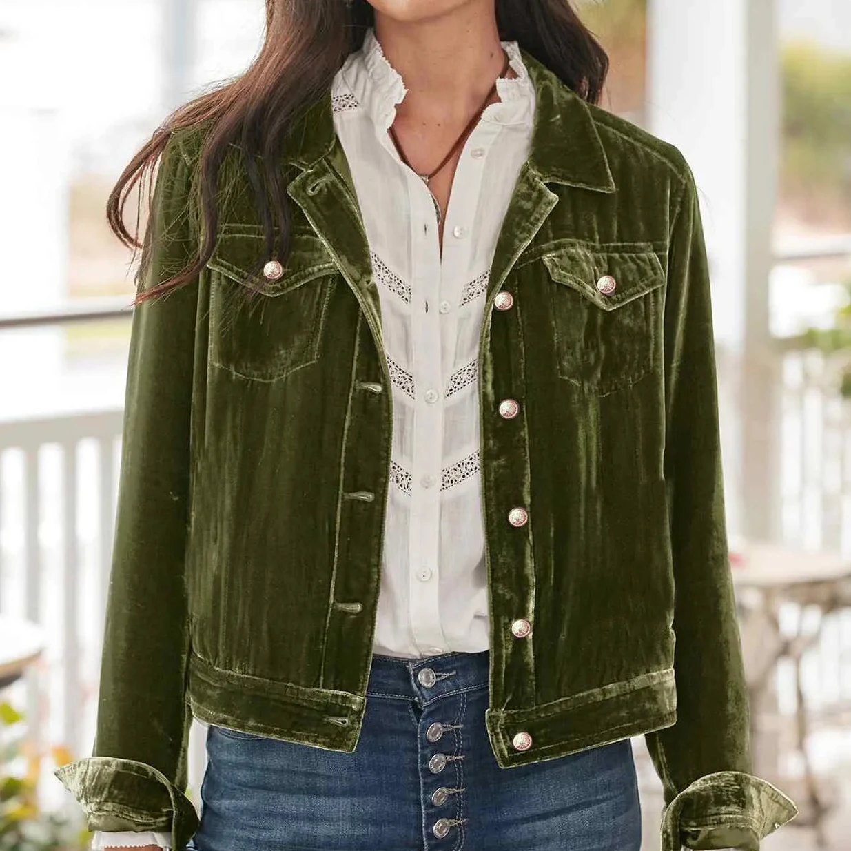 

Весна-осень 2026, женские короткие пальто, однобортное пальто, однотонное уличное пальто с отложным воротником, куртки с карманами на пуговицах, куртка