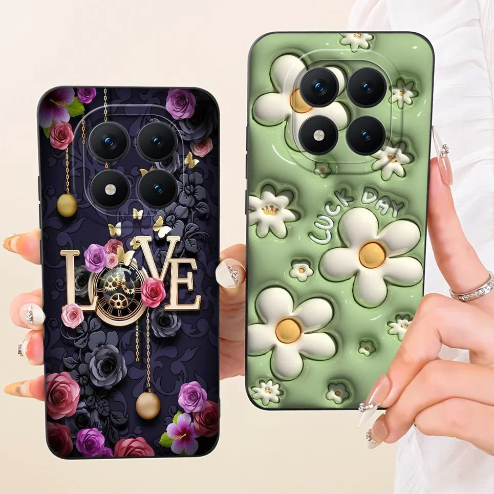 Luksusowe etui na telefon Xiaomi Redmi Note 15 15Pro 15 Pro Plus 5G, miękki silikonowy pokrowiec z motywem kwiatów i motyli. — zdjęcie produktu 4