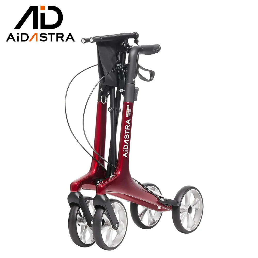 Aidastra Lowered Seat Foldable Swift For Elderly Portable Carbon Fiber Alloy Mobility Folding Rollator Walker