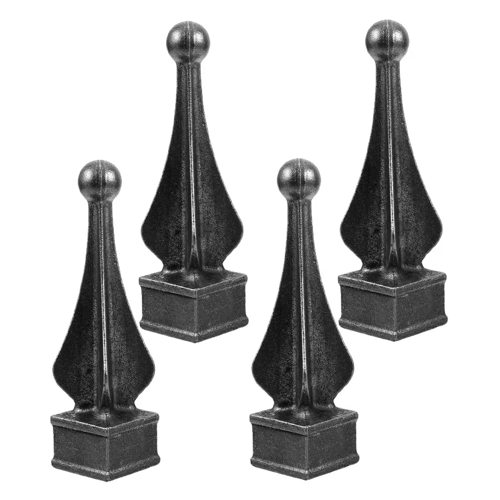 4Pcs European Style Iron Fence Finials Decorative Weldable Security Toppers for Garden Patio Yard Fence Post Cap Railing Post