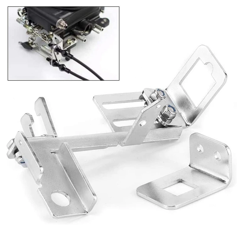 Throttle Cable Bracket, 2Pcs Adjustable Throttle Cable Bracket Kickdown Chrome Throttle Cable Mount For SBC BBC Holley