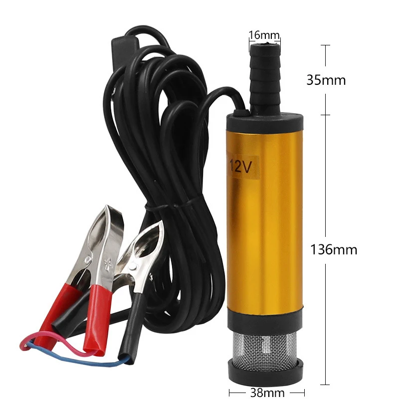 Portable Mini DC 12V 24V Electric Submersible Pump for Pumping Diesel Oil Water Aluminum Alloy Shell 12L/min Fuel Transfer Pump