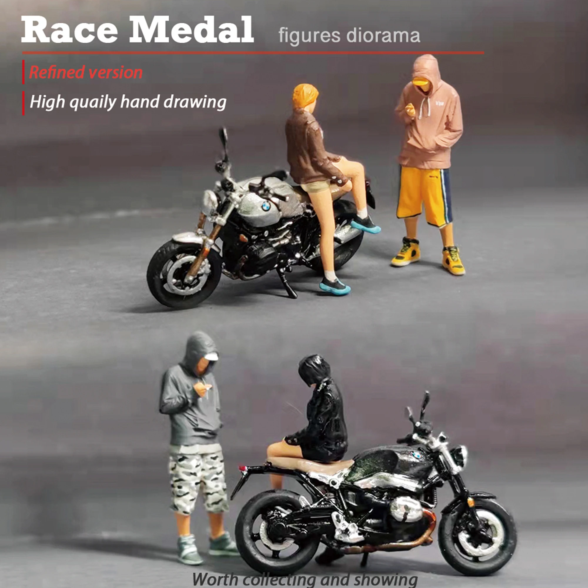 RACE MEDAL 1:64 Adult toy static handwork Cool men beautiful women motorcycle men\'s car decoration finished painting person