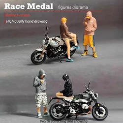 RACE MEDAL 1:64 Adult toy static handwork Cool men beautiful women motorcycle men's car decoration finished painting person