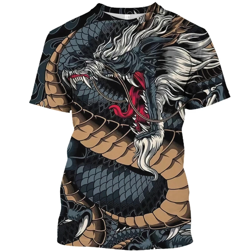 Oriental Dragon Graphic 3D Print O-Neck T-shirt Men Casual Short Sleeve Fashion Hip-hop Tshirt Y2K Harajuku Unisex Clothing