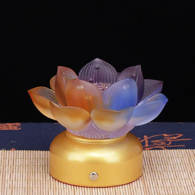 Traditional Wax-Removing Glazed for Temple Worship, Long-Lasting LED Lotus Buddha Lamp, Ten Thousand Buddhas Wall