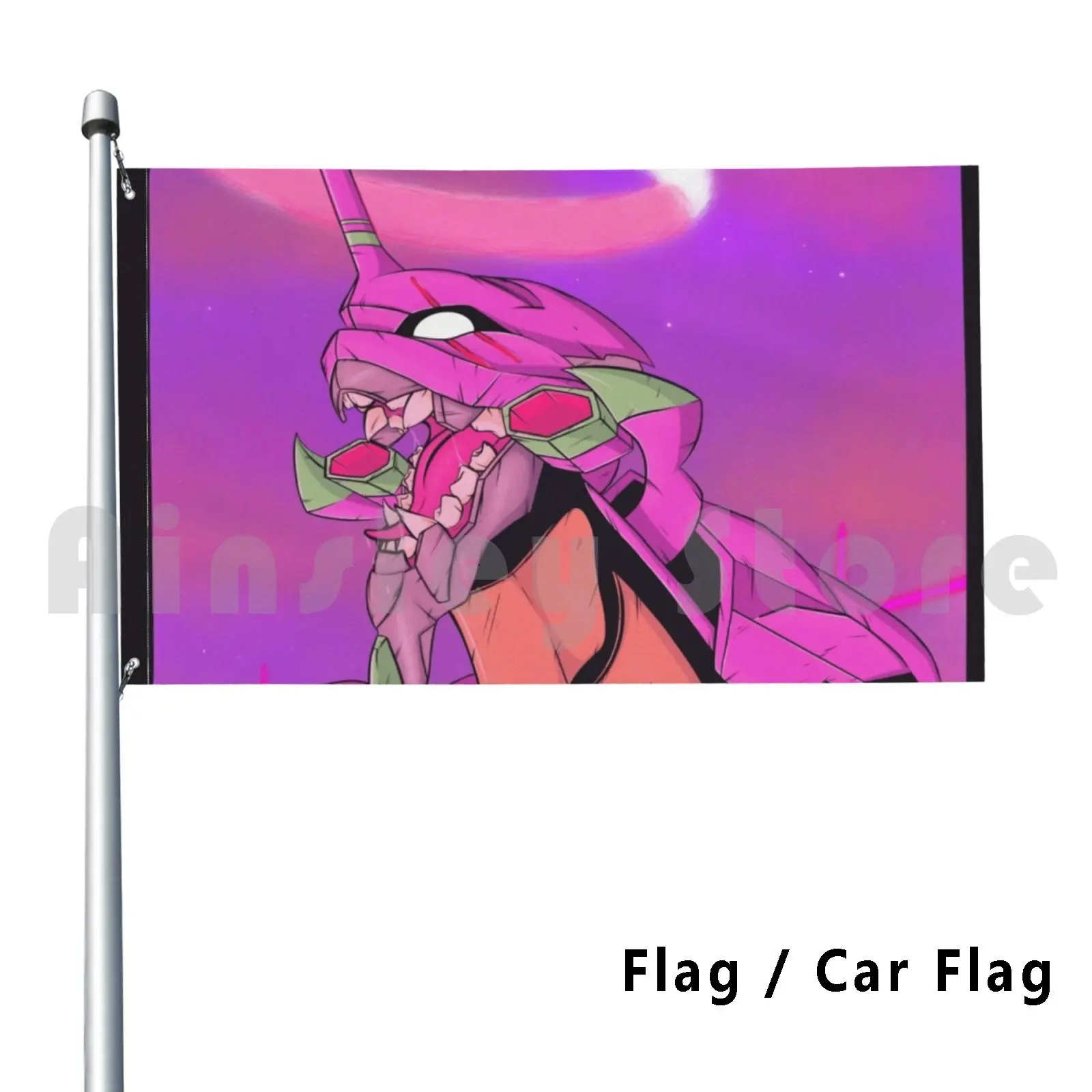 Eva-01 Flag Car Flag Funny Gianax Shinji Ikari Asuka Langley Anime 90s Anime Retro