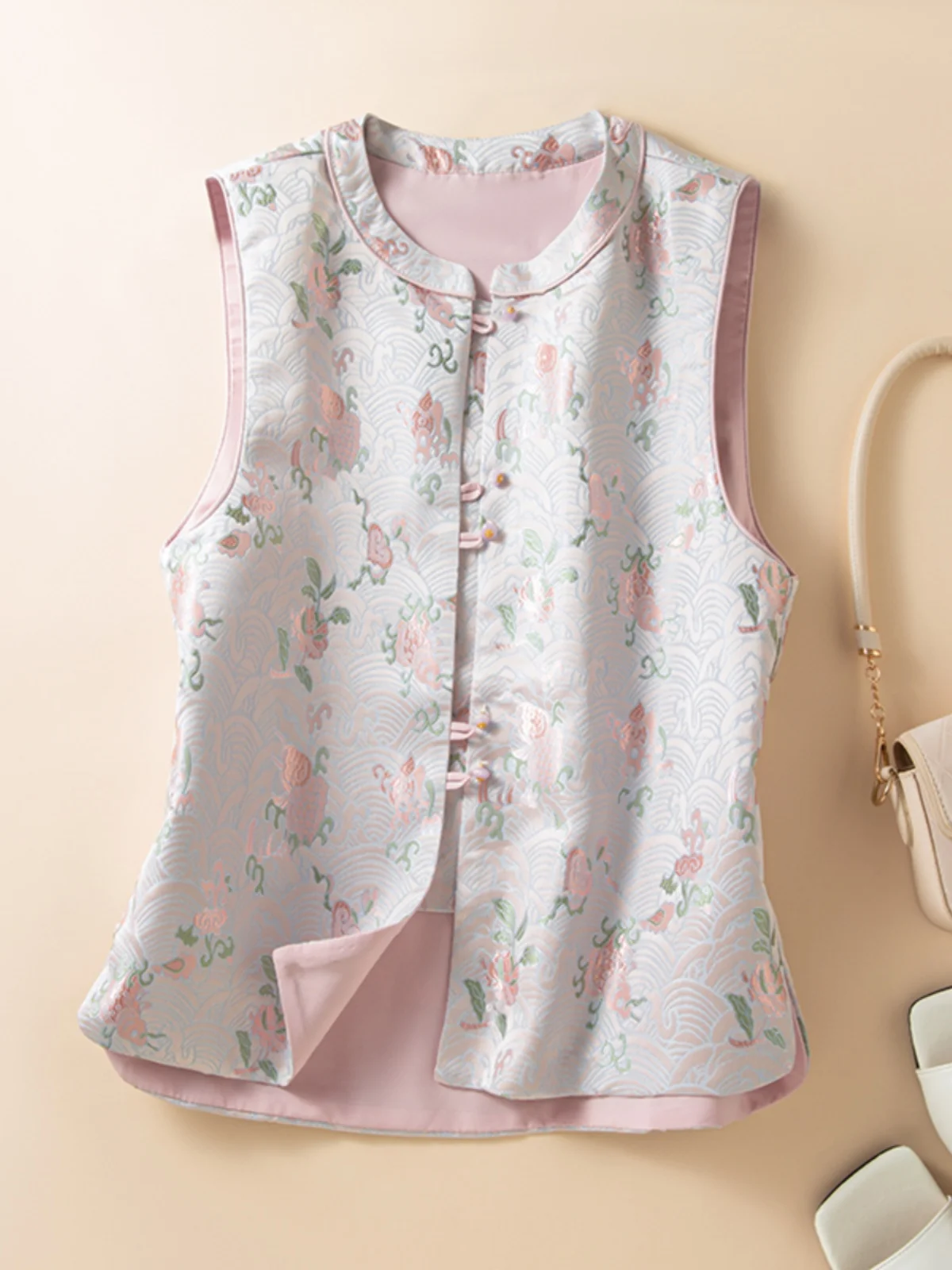 

Женский высококачественный топ-жилет Ele Silk Song Jin Tang в национальном стиле, модный, для ношения под одеждой