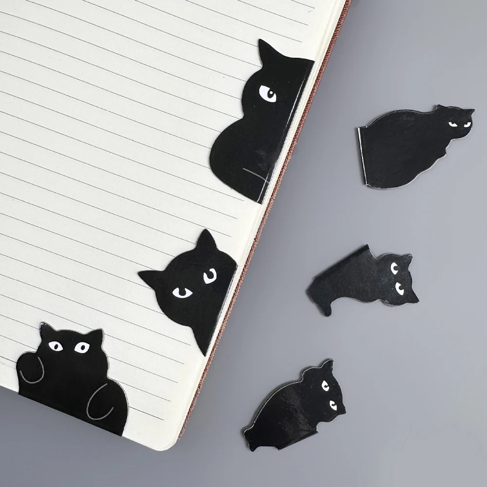 6Pcs/Bag Cute Creative Black Cat Magnetic Bookmarks Mini Personality Pagination Markers Book Clip Book Decor Stationery Supplies