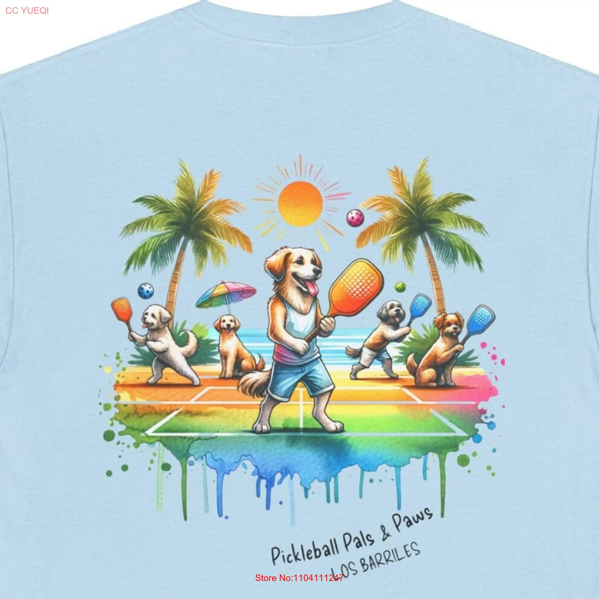 Puppies Playing Pickleball T Shirt Fun Dog Lover for Mexico Vacation Tropical Beach Vibes in Los Barriles Baja