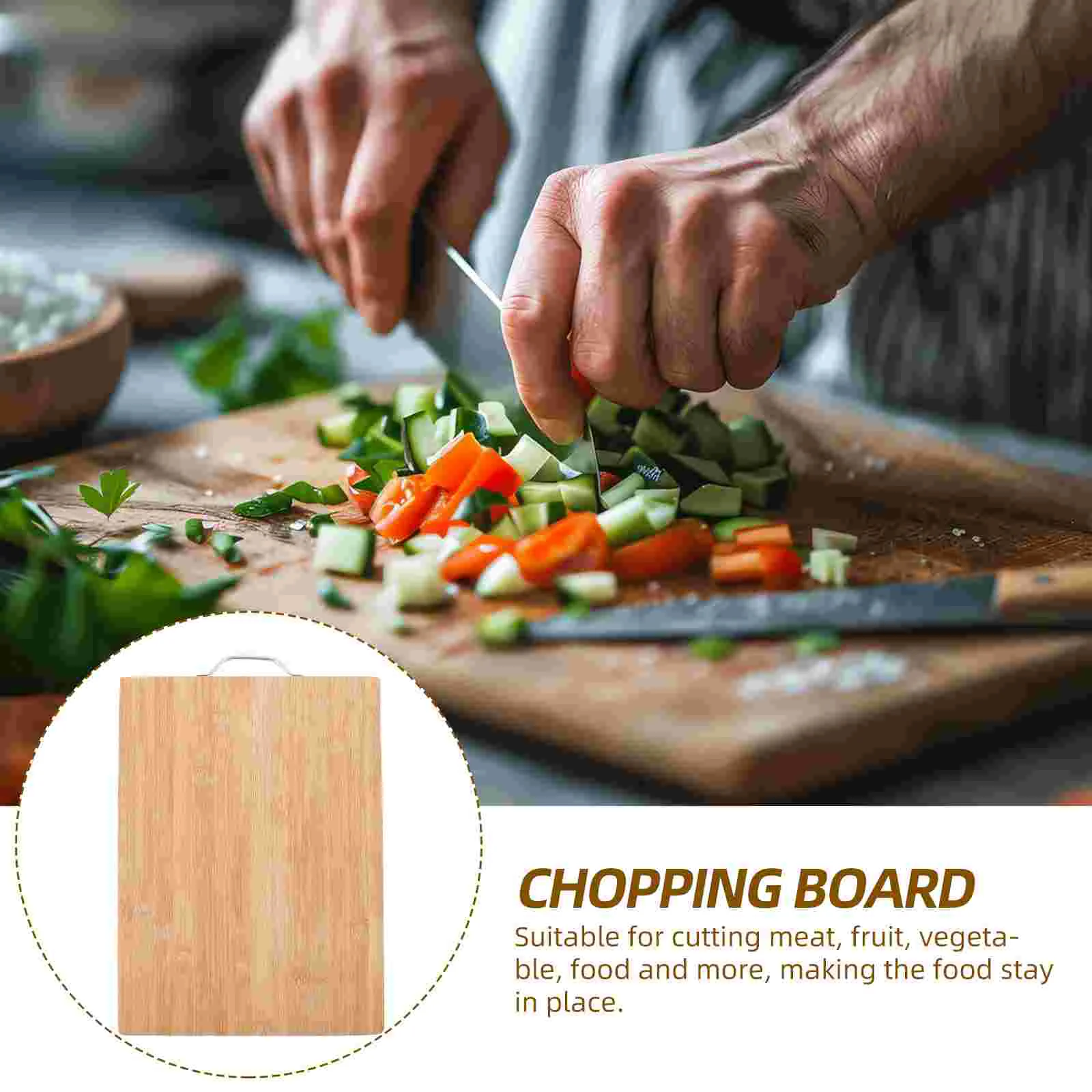 Chopping Board Boards Cutting for Kitchen Small Bamboo Peel Hanging Beige Household