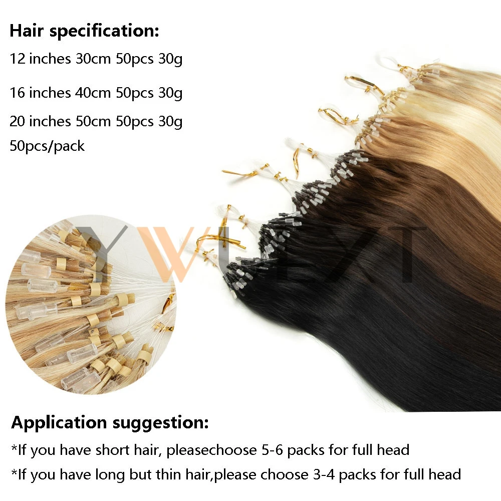 Micro Loop Hair Extensions Real Natural Straight Micro Ring Link Hair 12