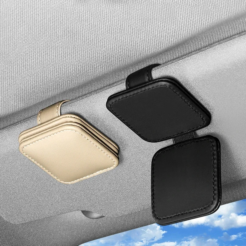 

Car Glasses Holder Universal Sun Visor Clip Sunglasses Holder Microsoft Leather Eyeglasses Hanger Ticket Clip Glasses Mount