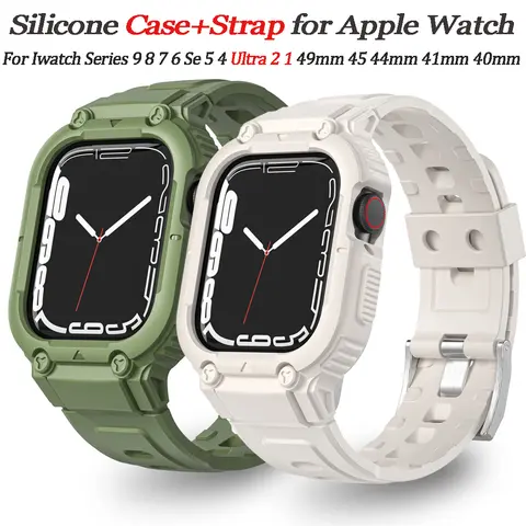 Apple Watch 용 밴드 케이스 45nmm 49mm 44mm 41mm 40mm 팔찌 TPU Iwatch Ultra 7 8 6 5 4 손목 밴드 스포츠 스트랩 액세서리