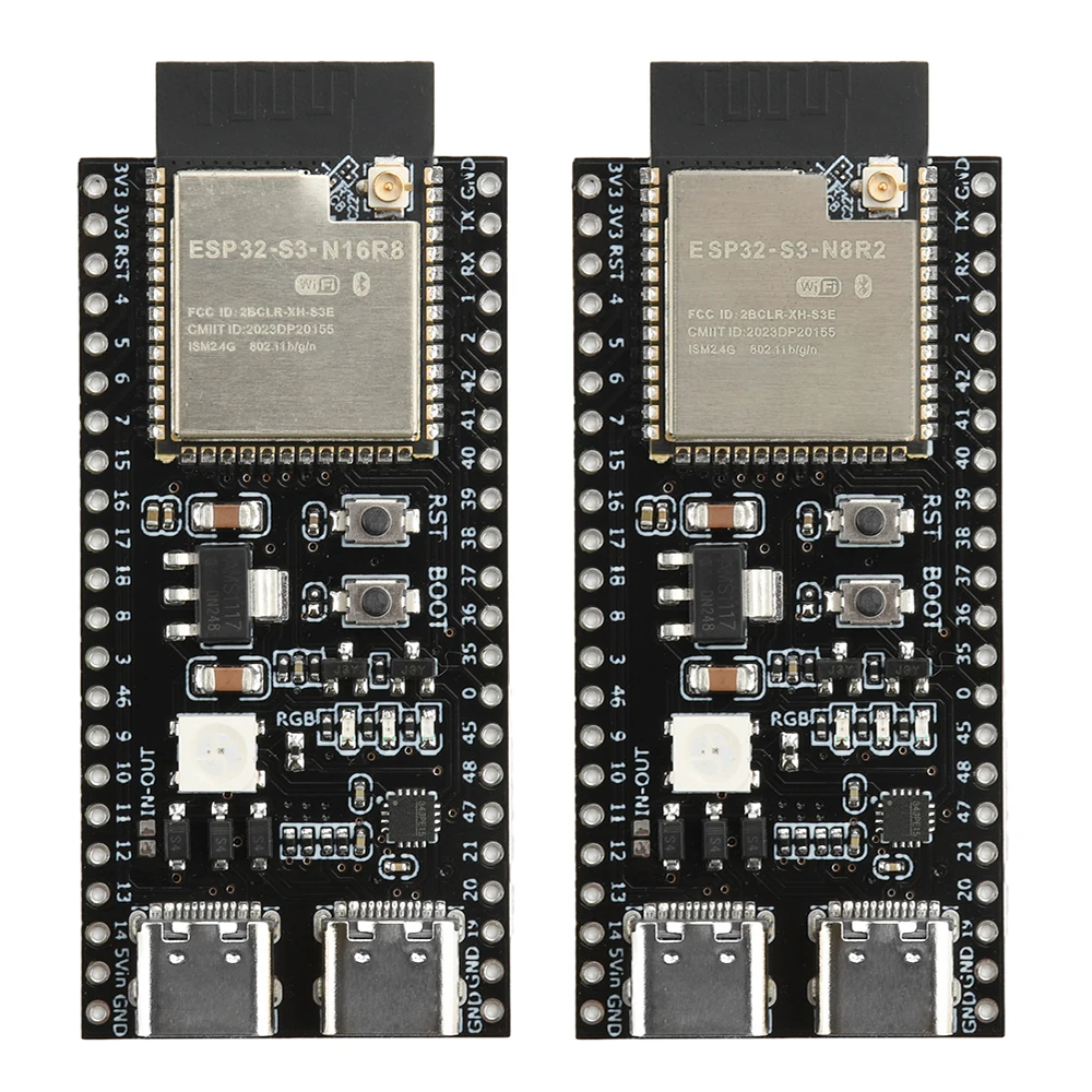 ESP32-S3 WiFi Bluetooth Development Board N16R8 N8R2 Dual Type-C USB OTG RGB LED Low Power IoT Controller Module