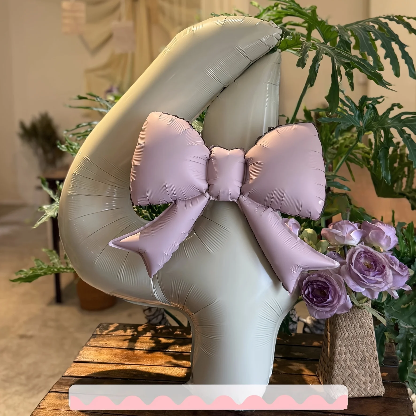 مجموعة مكونة من قطعتين من بالونات رقائق الألومنيوم ذات القوس الوردي الرقمي الملون الكريمي مناسبة لتزيين مشاهد الحفلات الخارجية لأعياد الميلاد، #3